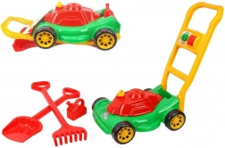 børne plast græsslåmaskine med tilbehør i net