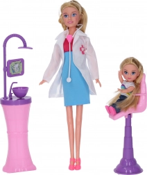 Tandlægedukke med lille pige 29 cm