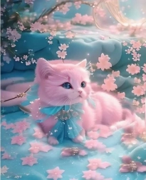 Diamantmosaik - Lyserød kat