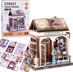 Træ 3D-puslespil boghandel med lys, 148 brikker