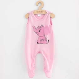 Spædbarns bomulds sparkedragt New Baby Happy Elephant lyserød 68 (4–6 mdr.)