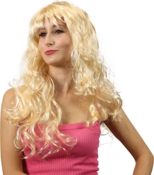 blond paryk med bølger og pandehår til karneval og fester