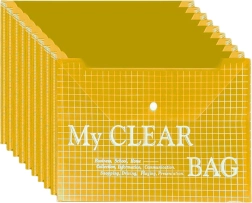 Gennemsigtig dokumentmappe med trykknap A4 gul – 20 stk.