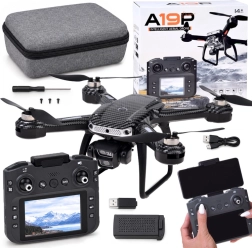 RC-drone A19P med HD-kamera, fjernbetjening med display og forhindringsundvigelse