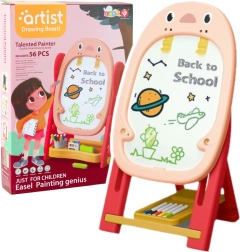 Dobbelt­s‍idet magnettavle med spil til børn – pink