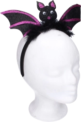Karnevalssæt – hårbøjle med flagermuspynt, lilla