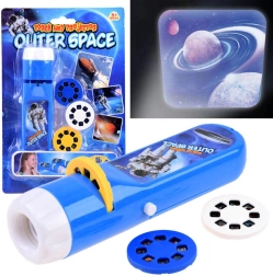 Børne-projektorlommelygte med motiver fra rummet