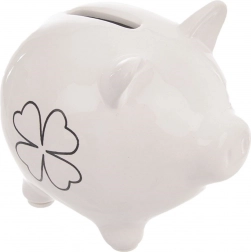 Keramisk sparegris med kløvermotiv 10 cm