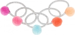 Hårelastikker med farvede pomponer - Souza! Elif, 5 stk.