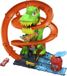 Hot Wheels City snoet bane Brandstation med T‑rex