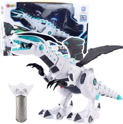 RC robotdinosaur med fjernbetjening med lys og lyde – hvid