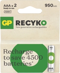AAA Ni-MH genopladelige batterier 950 mAh 2 stk GP ReCyko