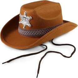 Brun cowboy-sherifhat til børn