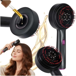 Elektrisk massagebørste til hovedbunden med infrarødt lys og olieapplikator, USB, sort