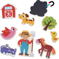 VIGA magnetiske gårdens venner – sæt med 20 træmagneter