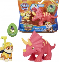 Paw Patrol Dino Rescue – figur Rubble og triceratops med overraskelse