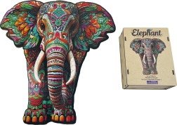 Træ-indlægningspuslespil elefant