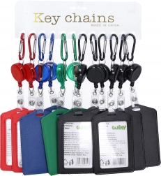 Navneskilt til nøgler med rulletræk og karabinhage