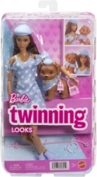 Barbie Twinning Looks-dukke og hund med tilbehør