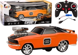 RC driftbil 1:18 med 360° drift, lys og lyde – orange
