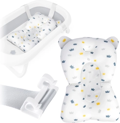 Badepude til babybadekar RICOKIDS – hurtigtørrende ergonomisk indsats, hvid‑blå