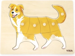 Træ-Montessori puslespil med knopper – hund VIGA
