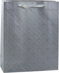 Papirgavepose grå elegant med gyldne prikker