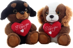 Plys-hund med hjerte 21 cm