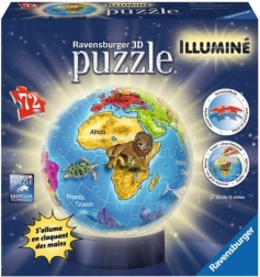 Ravensburger 3D Lyspuslespil Kugle Globus 72 brikker