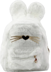 Børnerygsæk hvid med kaninører og dekorative knurhår