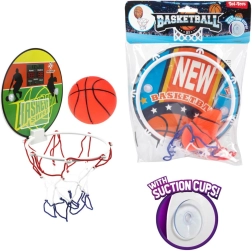 Mini-basketkurv med sugekopper og bold