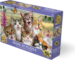 3D puslespil Smilende katte, 100 brikker