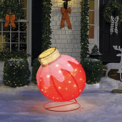 Lysdekoration julekugle med 60 LED, rød