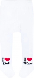 bomuldsstrømpebukser New Baby hvide I Love Mum and Dad