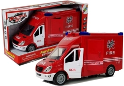 Brandbil med friktionsmotor, lys og lyde, åbne døre