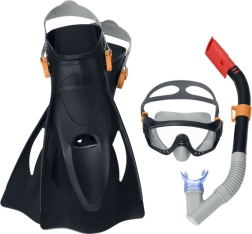 Snorkelsæt med maske, snorkel og finner sort BESTWAY