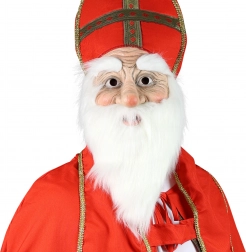 maske til voksne Sankt Nikolaus med hvide skæg