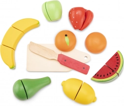 Træskæresæt med frugt i kurv