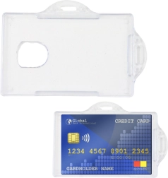 Gennemsigtigt vandret id-kortholder af hård plast
