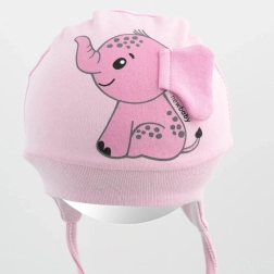 Bomuld spædbarns hue New Baby Happy Elephant lyserød