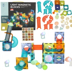 Magnetiske byggesten med lysende kuglebane – 49 elementer