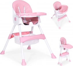 Højstol med bakke og kurv, 5-punkts sele, ECOTOYS – Rosa