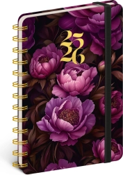 Spiralbundet 18-måneders kalender Petito – Lilla blomster 2025/2026