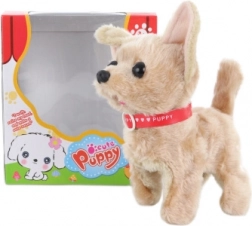 Gående brun hundehvalp på batterier