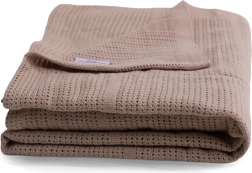 BabyMatex strikket bomuldstæppe Sisi hvid 75 × 100 cm – Beige