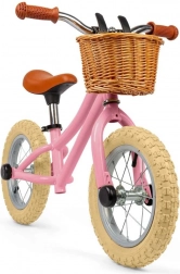 Bigjigs Toys balancecykel i pink med flettekurv