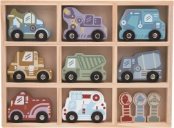 Sæt med træbiler med hylde 2Kids Toys