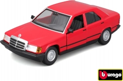 Metalmodelbil Bburago 1:24 Plus 1987 Mercedes-Benz 190E rød
