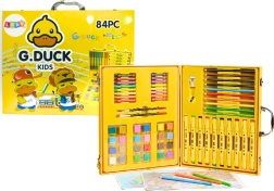 Kunstsæt i kuffert gul and, 84 dele