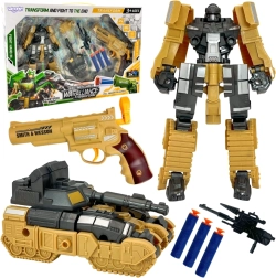 Woopie 3-i-1 transformerende robot, tank og skumpil-pistol – brun